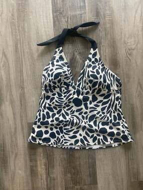 Merona Women's Black and White Animal Print Halter Tankini Swim Top